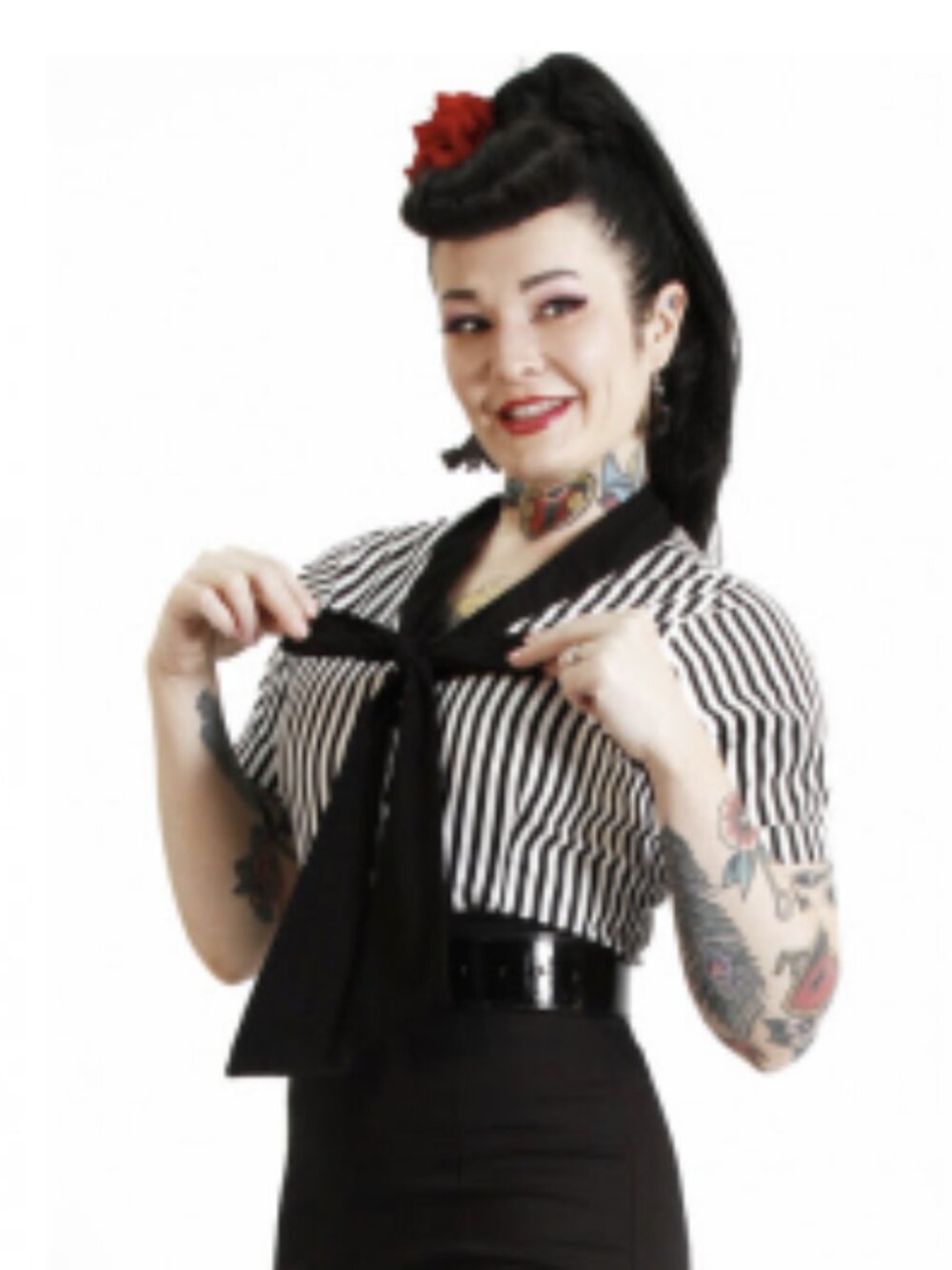 Bonsai Kitten Clothing goth rockabilly Striped Tie-Front top sz 6